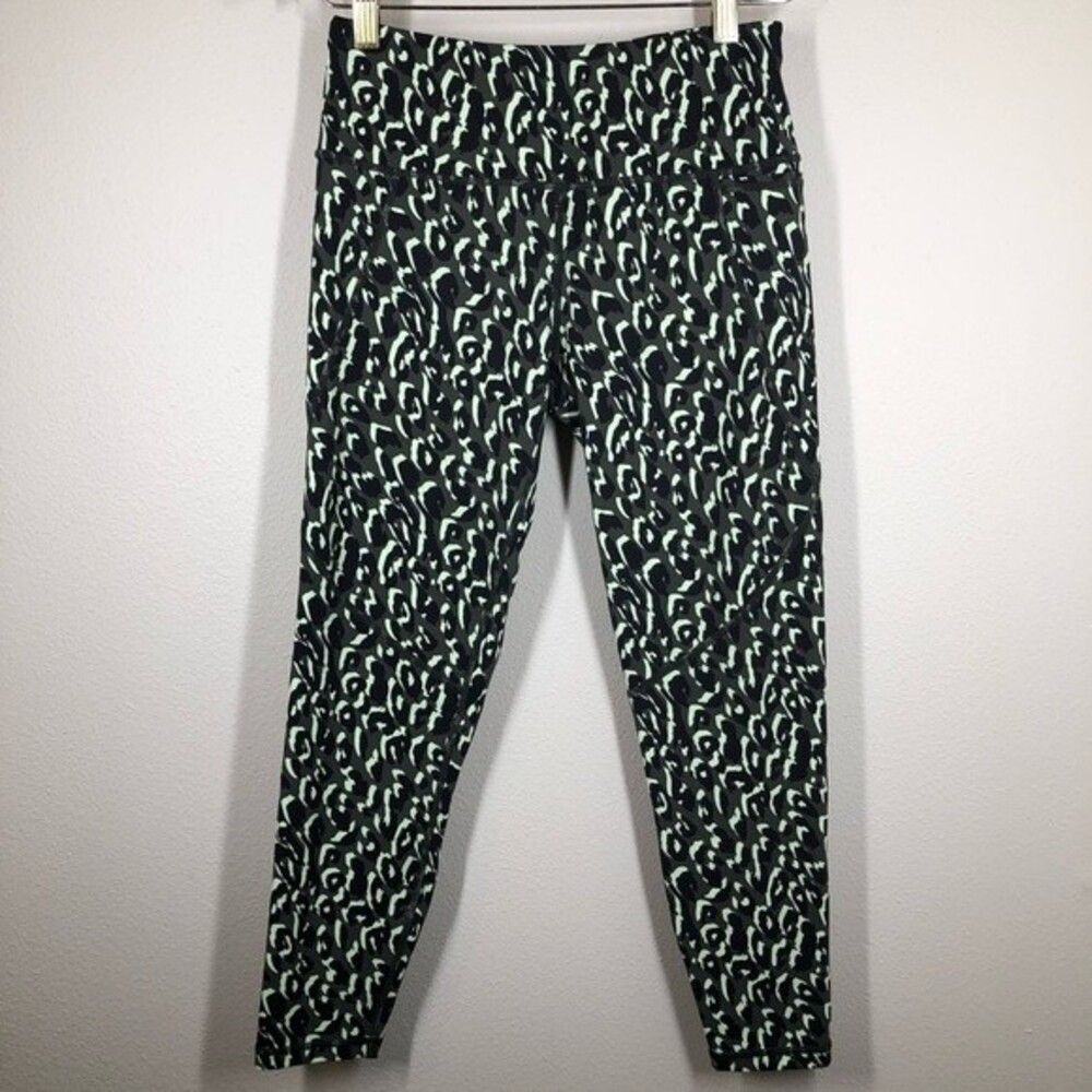 Sweaty Betty Power 7/8 Workout Leggings Leopard Print Green Side Pocket Small